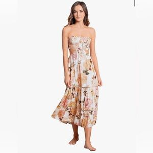 Maaji Strapless Floral Dress in Pink and Cream - NWT